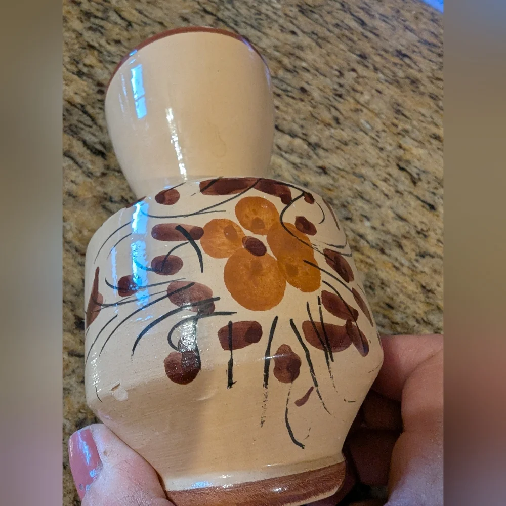 Handcrafted Ceramic Vase with Floral Design. Vintage.